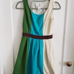 TABITHA size 2 lined cotton striped dress